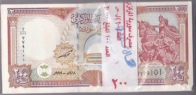1997 Syria Bundle of 100 Pieces 200 Pound Banknote Pick # 109 – UNC Hafz Assad