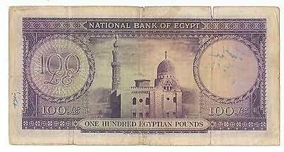 1951 Egypt 100 Pound Banknote P-27 b King Farouk George Saad Signature
