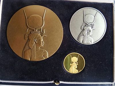 1975 Egypt UNESCO Complete Set Medals Gold, Silver & Bronze Philae Medal Coin