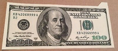 2006 US America Lot of 4 Consecutive $100 Dollar Bill Banknote Serious Cut Error