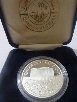 1993 Qatar 100 Riyals Silver Coin KM #: 6 Mintage 430 Pieces (Ultra Rare) Mint