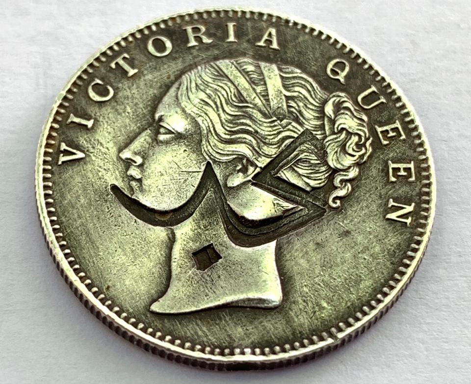 1840 East India Company Rupee Saudi Arabia Silver Coin Countermark Najed 11.4 grams 