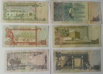 1996 Qatar Complete Set 1 5 10 50 100 500 Riyals Banknote P14 –19 (VF) 3rd Issue