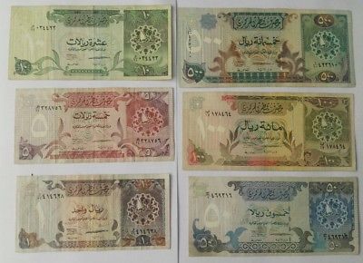 1996 Qatar Complete Set 1 5 10 50 100 500 Riyals Banknote P14 –19 (VF) 3rd Issue
