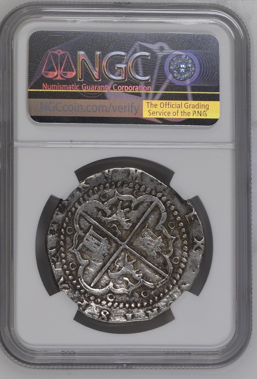 1556–98 AO Spain Spanish 8 Reales Cob Silver Coin Philip II Valladolid NGC:AU53