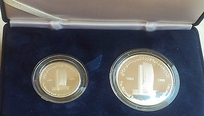 1998 Emirates UAE 50 & 25 Dirham Silver Coin 35 Years of National Bank of Dubai