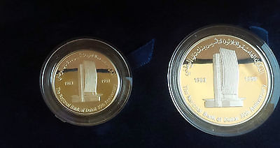 1998 Emirates UAE 50 & 25 Dirham Silver Coin 35 Years of National Bank of Dubai