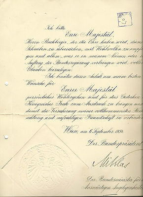 1934 Austria President Wilhelm Miklas Official Letter to King Ghazi I of Iraq