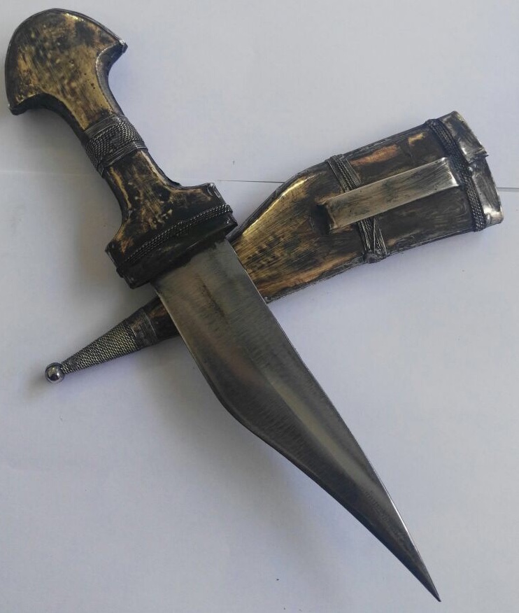 Vintage Qatar Doha Ceremony Dagger Jambiya Khanjar Bedwan Engraved Islamic Knife