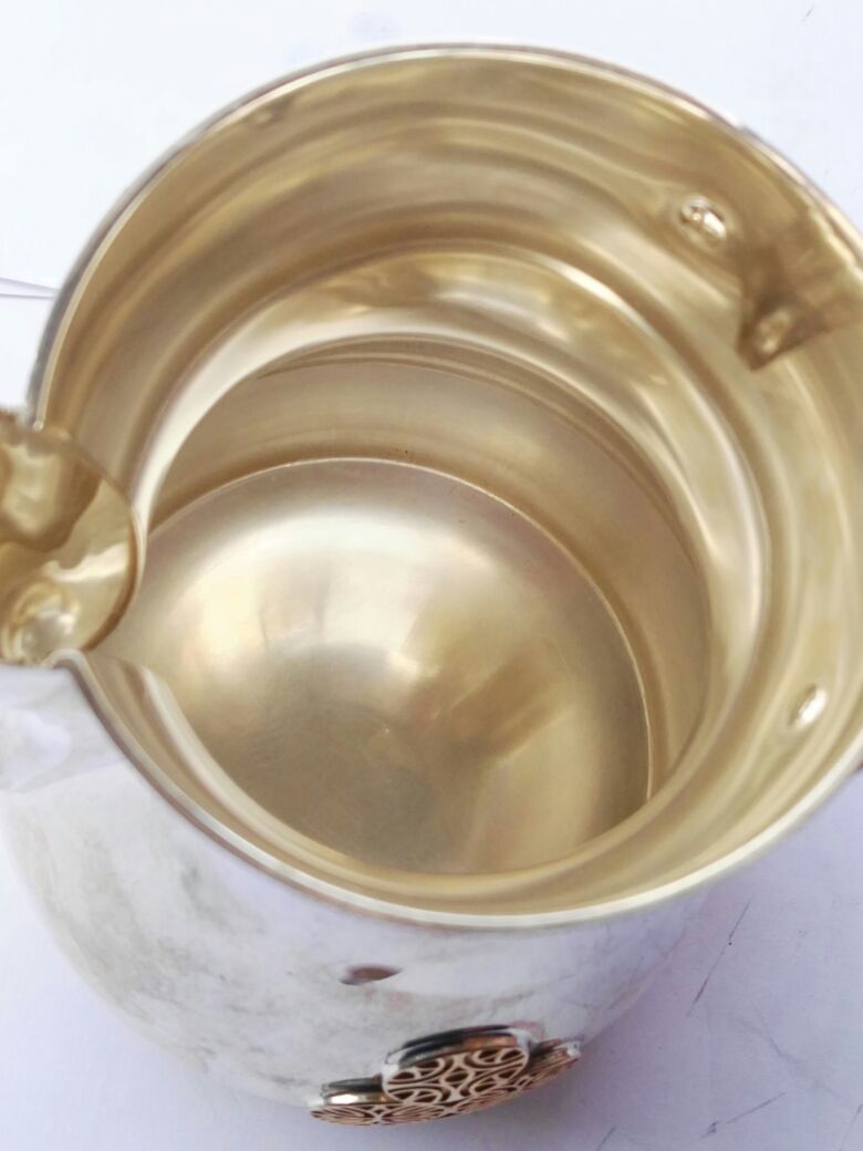 Vintage Qatar Doha Silver Coffee Pot & Tray Dallah Engraved Emir Khalifa 1832 grams 