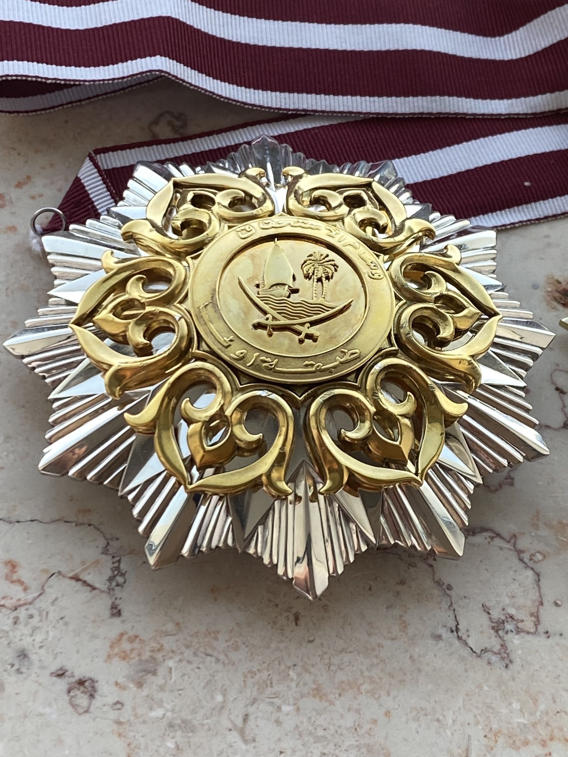 1978 Qatar Order of Merit 1st Class Neck Badge Breast Star Medal Sheikh/ Emir Khalifa