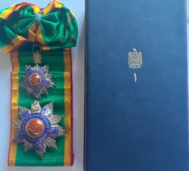 1953 Egypt Order of the Republic 1st Class Grand Cross Sash Badge Breast Star Made by: Tawfiq Bachy وسام الجمهورية   درجة اولى وشاح مع باج و نجمة صدر