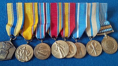 US America WW II Campain Bar of 8 Miniature Mounted Medals Korea Military Merit