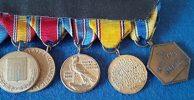 US America WW II Campain Bar of 8 Miniature Mounted Medals Korea Military Merit
