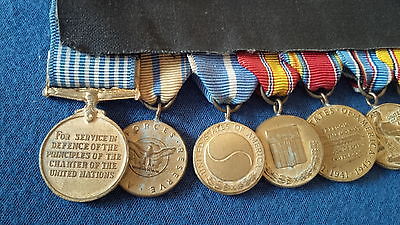 US America WW II Campain Bar of 8 Miniature Mounted Medals Korea Military Merit
