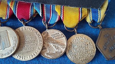 US America WW II Campain Bar of 8 Miniature Mounted Medals Korea Military Merit