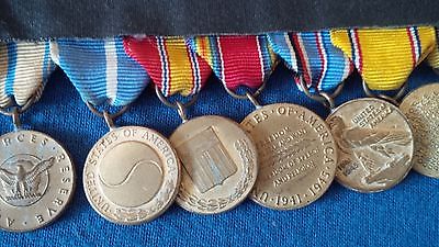 US America WW II Campain Bar of 8 Miniature Mounted Medals Korea Military Merit