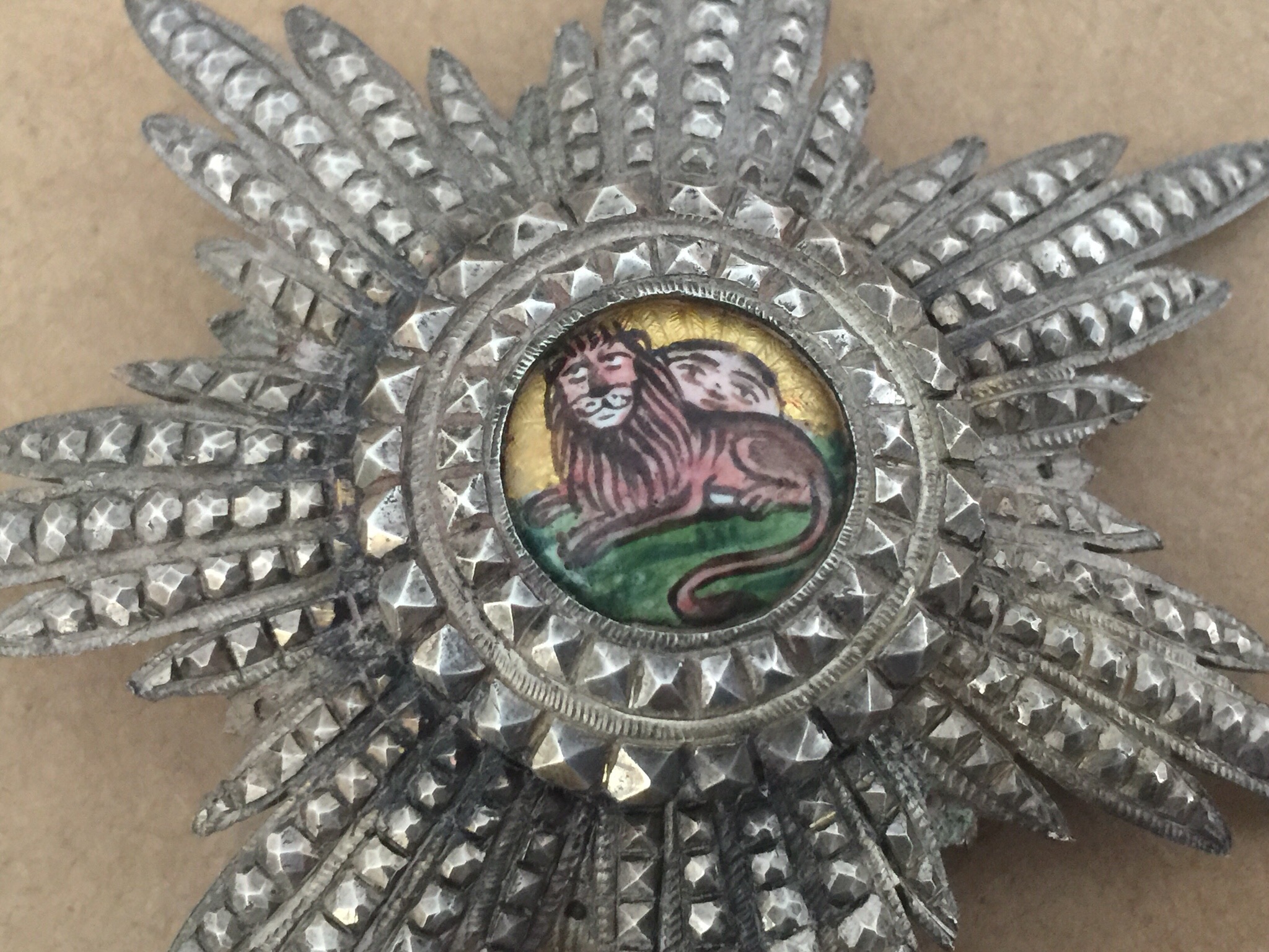 Empire of Iran Order of the Lion and Sun Breast Star Badge Medal Nichan Qajar وسام الاسد و الشمس قجري ايراني