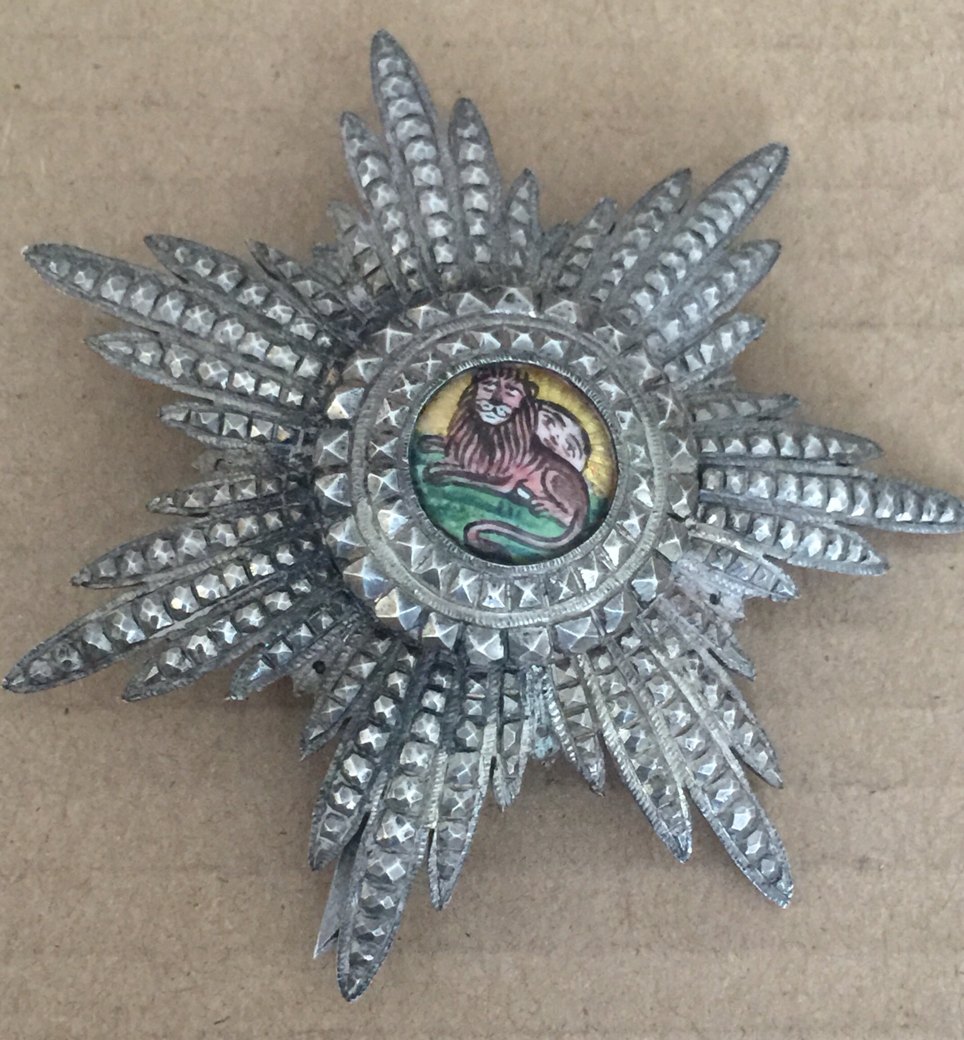 Empire of Iran Order of the Lion and Sun Breast Star Badge Medal Nichan Qajar وسام الاسد و الشمس قجري ايراني