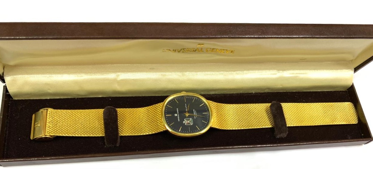 Universal Geneve Gilt Shadow Automatic 2-66 Men Watch Iraq Saddam Hussein Boxed ساعة يونيفيرسال هدية من صدام حسين